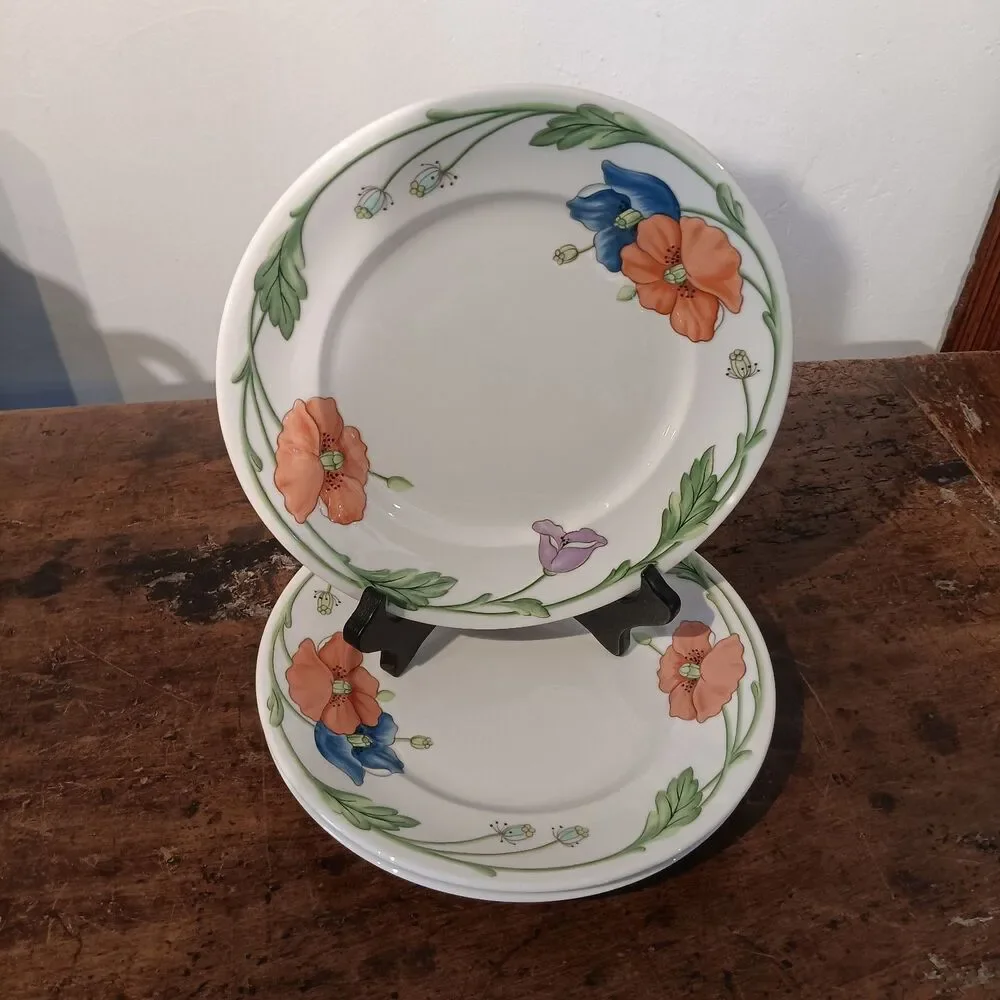 VTG Villeroy & Boch Amapola 8.25 Set of 3 Salad Plates 80's Cottagecore Floral